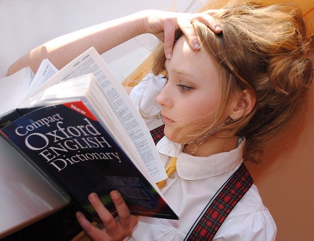 Girl English Dictionary Study 